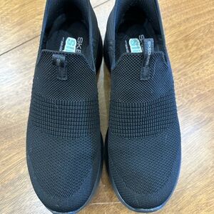 Skechers Black Knit Slip-On Sneakers